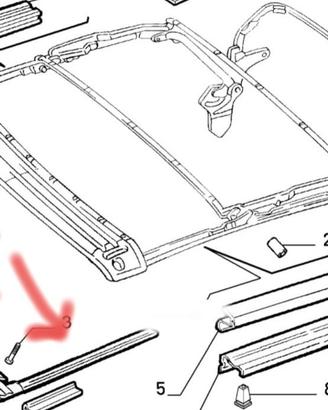 Guarnizione anteriore capotta Fiat Punto cabrio. 