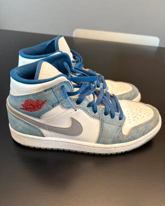 NIKE AIR JORDAN 1 MID FRENCH BLUE FIRE RED