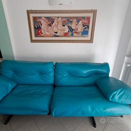 Divano pelle FRAU turchese 2 posti Cerri 