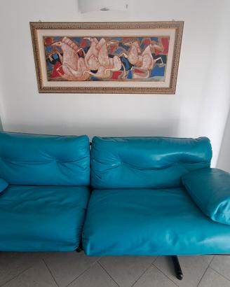Divano pelle FRAU turchese 2 posti Cerri 