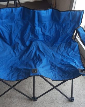 Poltrona Sedia Doppia da Campeggio Pieghevole Blu