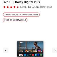 PEAQ PTV32GH-7124C Smart TV LED 32'', HD, Dolby Di