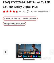 PEAQ PTV32GH-7124C Smart TV LED 32'', HD, Dolby Di