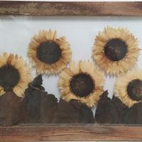 Quadro in legno con girasoli