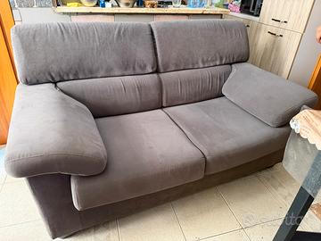 Divano 2 posti in tessuto grigio / tortora
