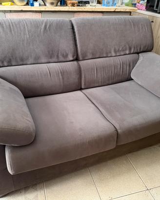 Divano 2 posti in tessuto grigio / tortora