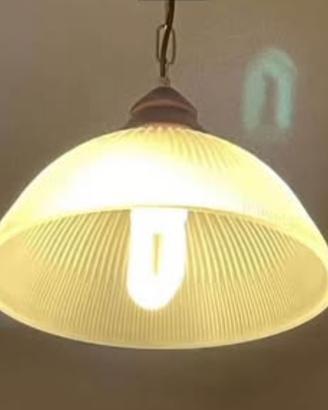 Lampadario vetro e legno