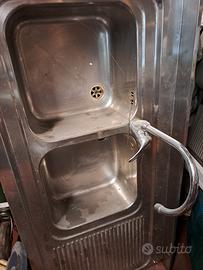 lavello due vasche+  gocciolatoio+miscelatore