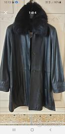 Cappotto in vera pelle con pelliccia 
