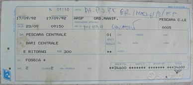 Biglietto treno Pescara Centrale Bari centrale 92