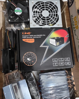 Lotto componenti PC - ventole, alimentatore LinQ
