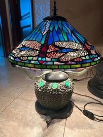Lampada Tiffany Dragonfly BRONZO CON VERO VETRO PI