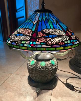 Lampada Tiffany Dragonfly BRONZO CON VERO VETRO PI