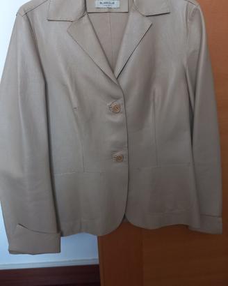 Giacca in pelle beige da donna