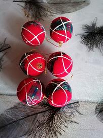 Set 6 palline natalizie diametro 5cm in velcro