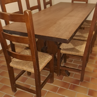 SET TAVOLO XXL Legno Massello + 8 Sedie Impagliate