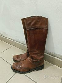 Scarpe stivali pelle cuoio donna