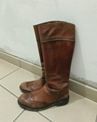 Scarpe stivali pelle cuoio donna