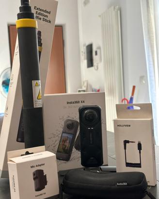 Insta360 x4 8k + Selfie stick 3mt+adattatore mic