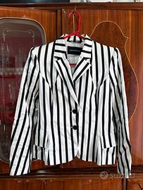 Blazer sartoriale a righe bianche e nere