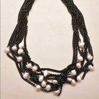 Collana stile Rock con perle barocche a più fili