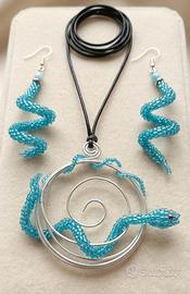 set pendente  orecchini serpenti perline 