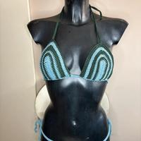 Bikini costume da bagno verde petrolio azzurro unc