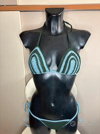 Bikini costume da bagno verde petrolio azzurro unc