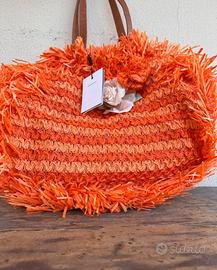 Borsa Alex Max in Paglia con Ricami Floreali