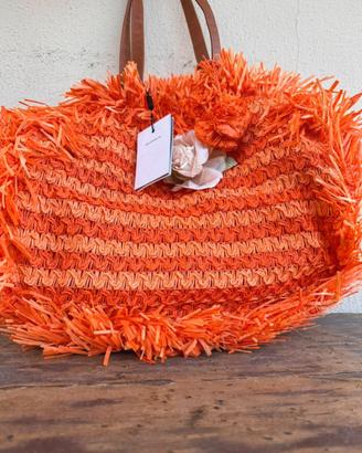 Borsa Alex Max in Paglia con Ricami Floreali