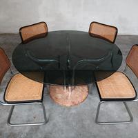 Tavolo rotondo in cristallo con 4 sedie