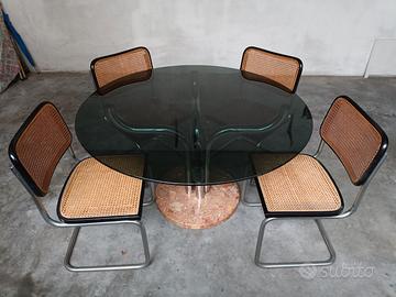 Tavolo rotondo in cristallo con 4 sedie