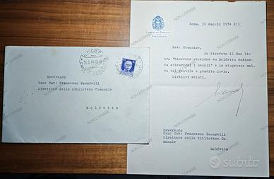 Lettera autografa Costanzo Ciano Presidente Camera