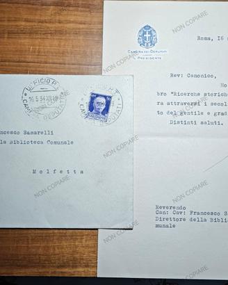 Lettera autografa Costanzo Ciano Presidente Camera