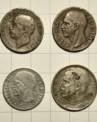 7 Monete Lira Italiana Vittorio Emanuele III
