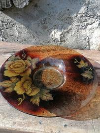 Piatto vetro decorato