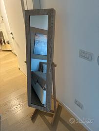 Specchio porta gioie in legno, orientabile