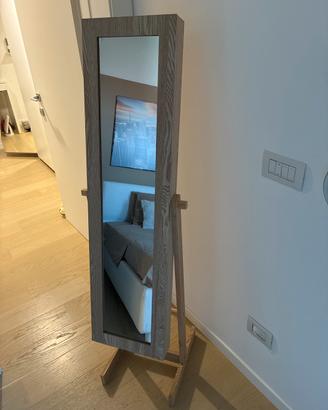 Specchio porta gioie in legno, orientabile