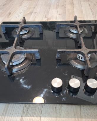 piano cottura gas vetro temperato nero