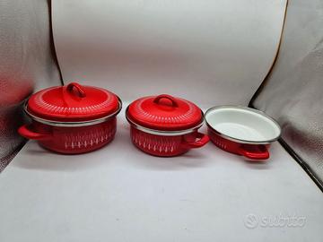 Set 3 pentole e 2 coperchi Westen Bassano smaltate