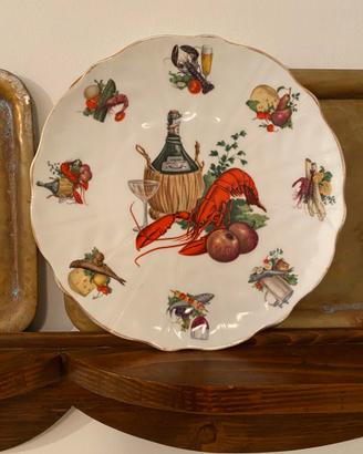 Piatto ceramica decorata vintage
