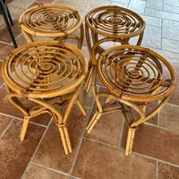 Quattro sgabelli rattan anni 60