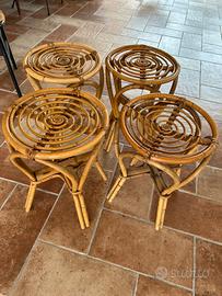 Quattro sgabelli rattan anni 60