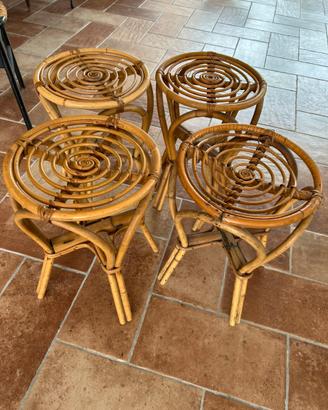 Quattro sgabelli rattan anni 60