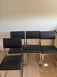 Set 4 Sedie da Salotto/Cucina in Similpelle Nera