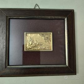 Quadretto paesaggio in metallo con cornice in legn