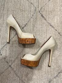 Tacco 12cm Gianni Marra in cuoio e vernice bianca