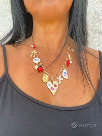 Collana funky bohemien con charms