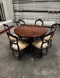 Tavolo rotondo con 6 sedie - stile classico