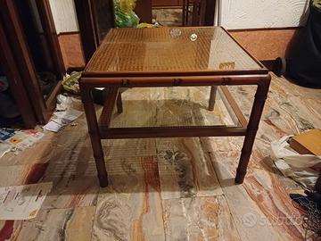 Tavolino ratan e legno
